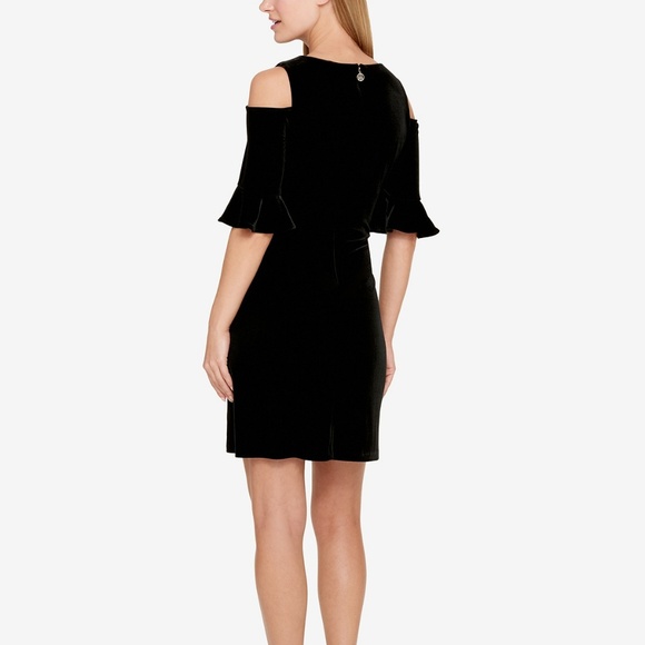NWT Tommy Hilfiger Solid Black Cold Shoulder Dress - Picture 5 of 8